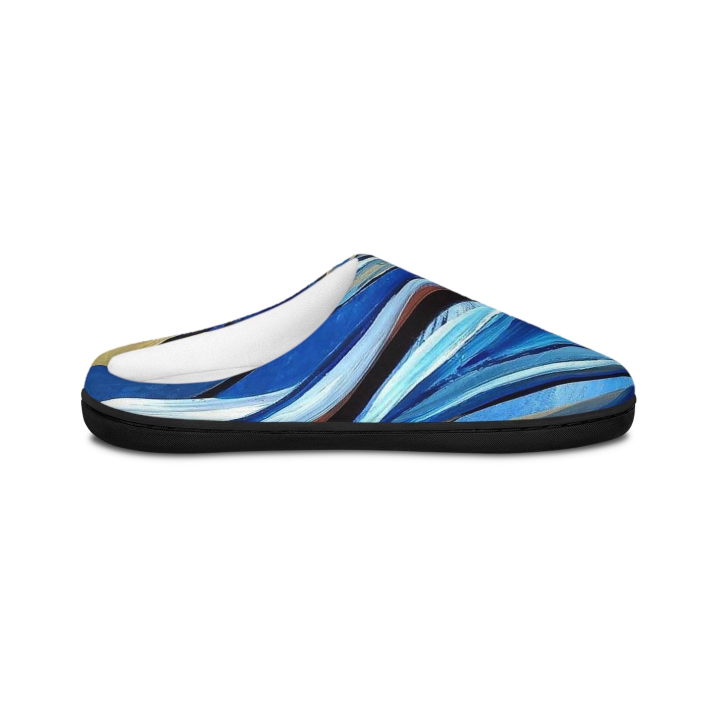 Blue & Beige Abstract Men's Indoor Slippers