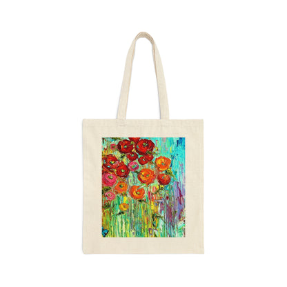 Summer Poppies Cotton Canvas Tote Bag