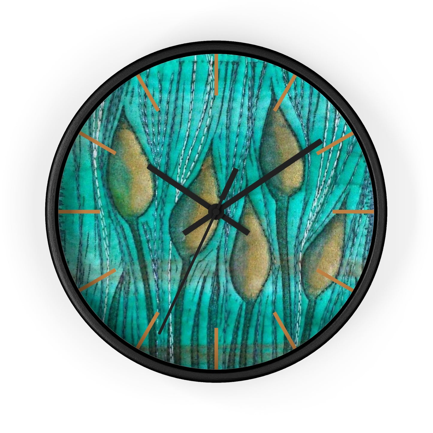 Turquoise Plantscape Wall Clock