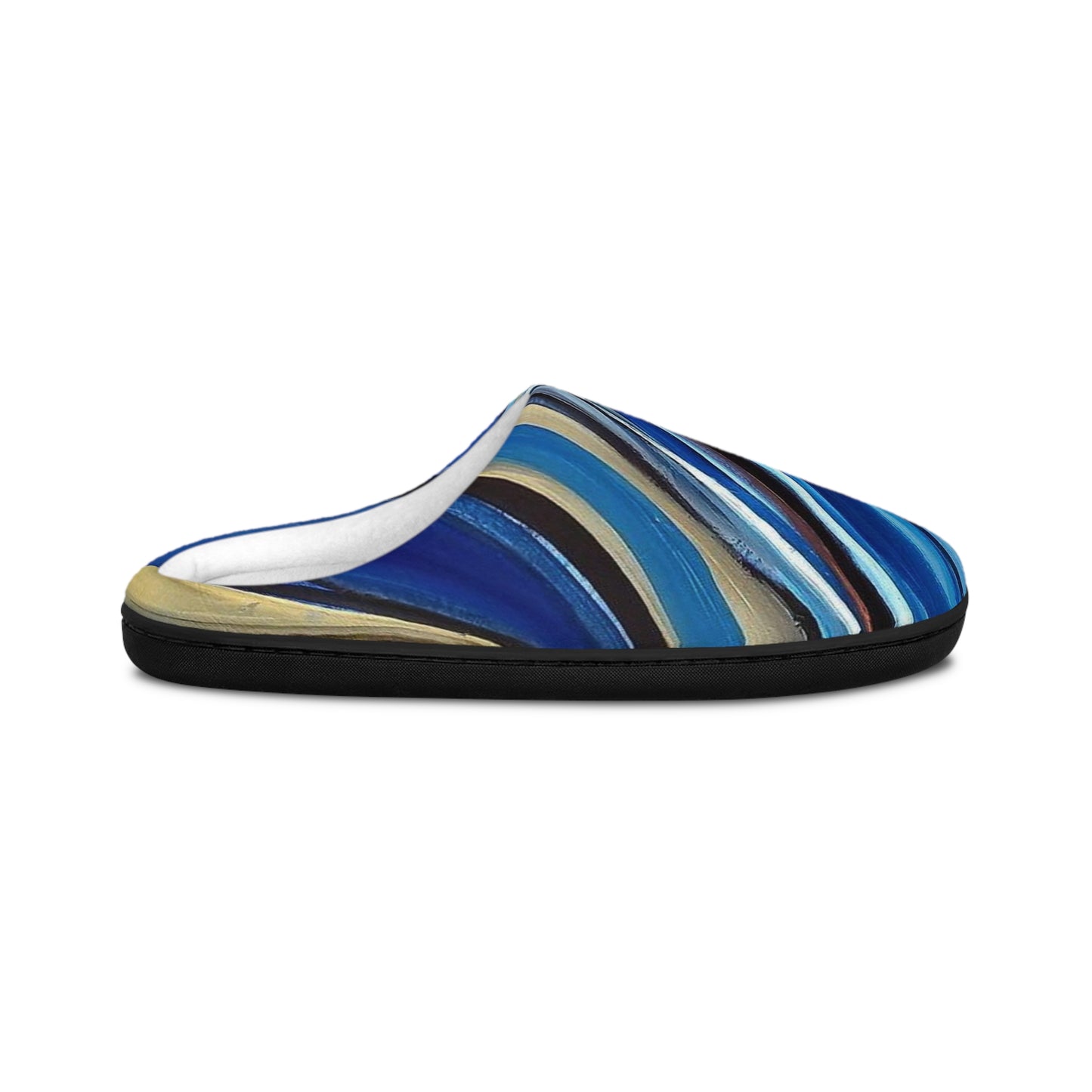 Blue & Beige Abstract Men's Indoor Slippers