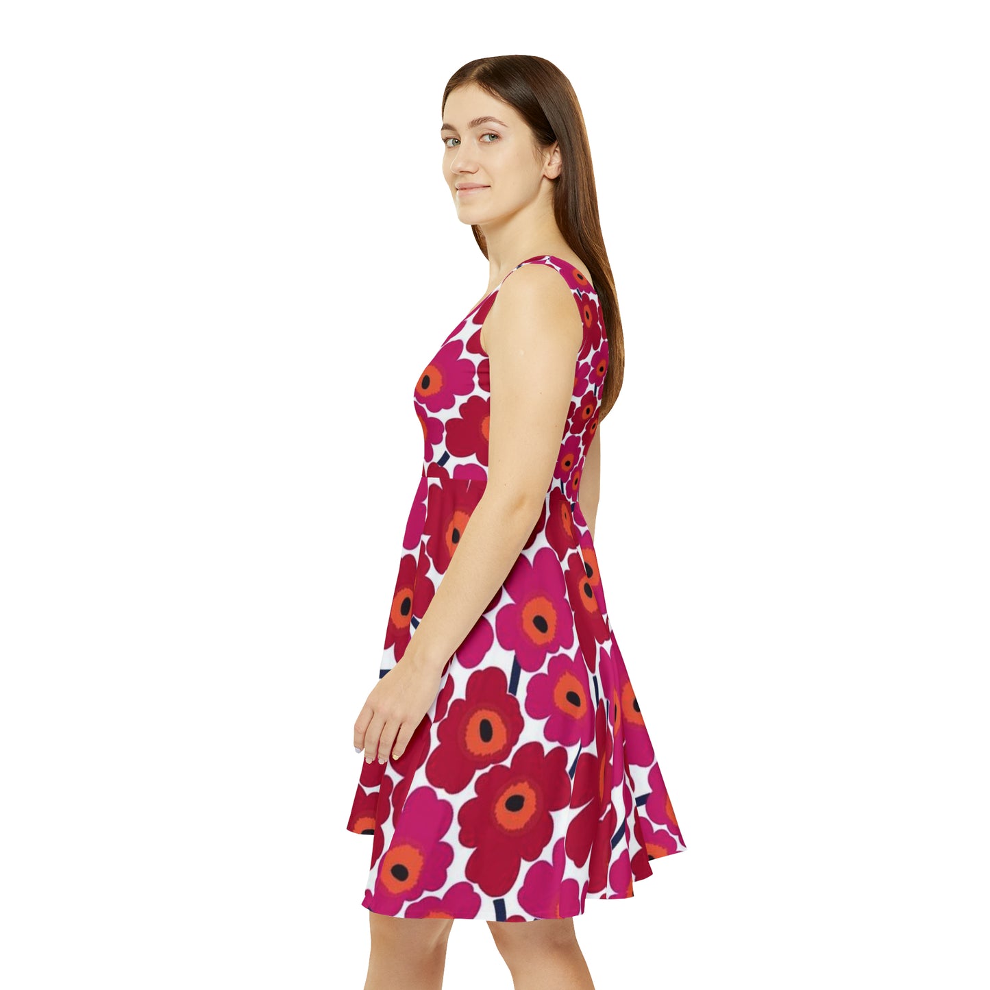 Red Floral: Women's Skater Dress (AOP)