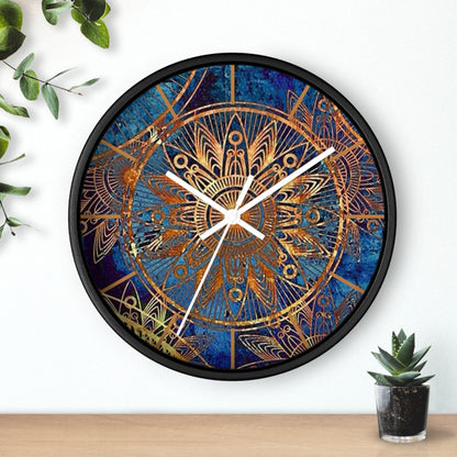 Elegant Blue & Rust Wall Clock