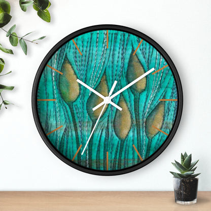 Turquoise Plantscape Wall Clock