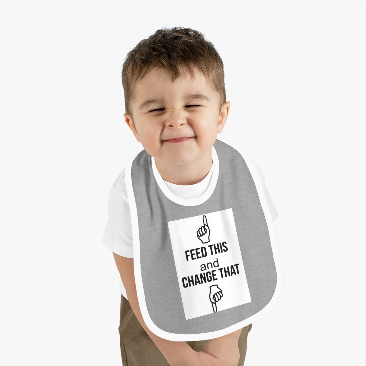 Feed & Change Humor: Baby Contrast Trim Jersey Bib
