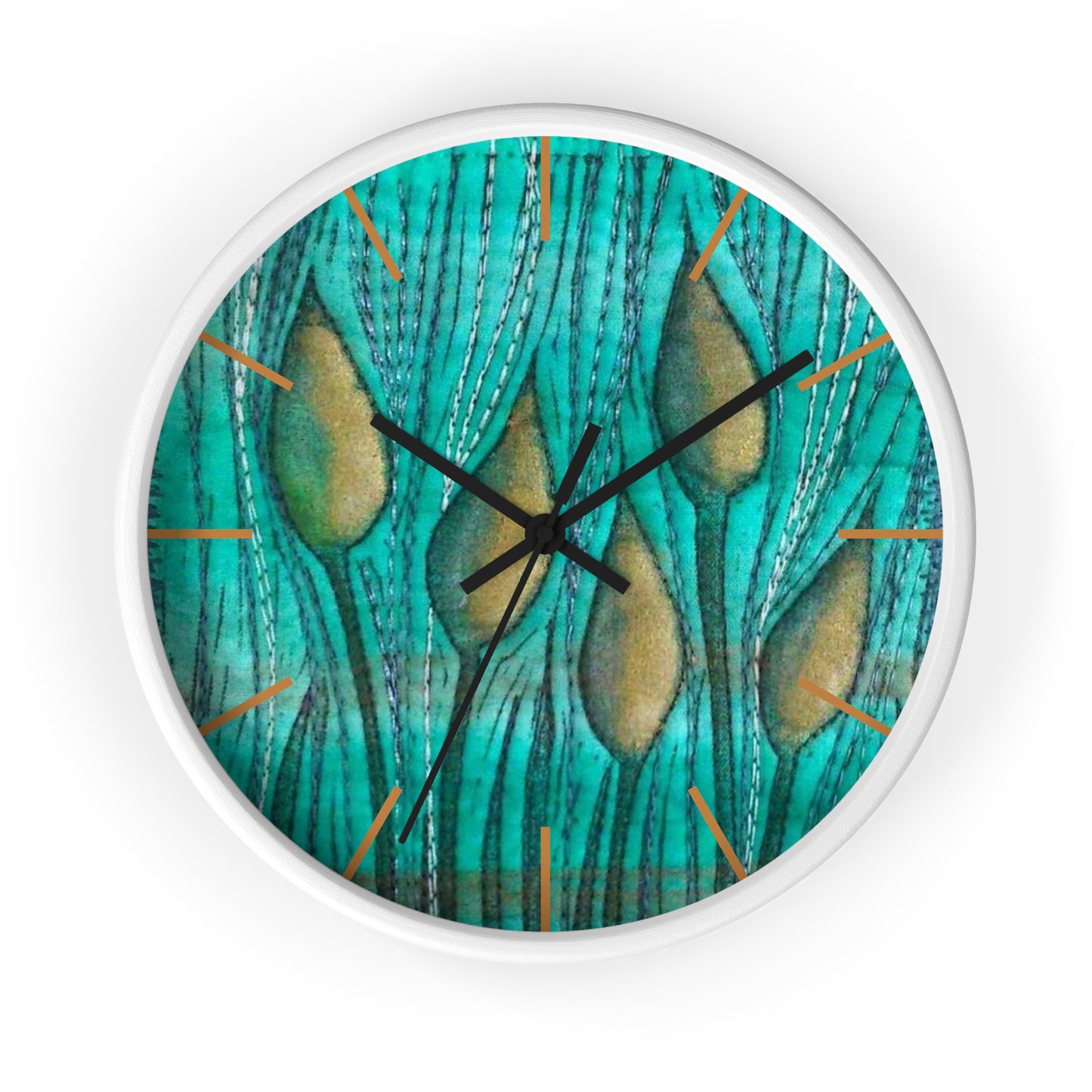 Turquoise Plantscape Wall Clock