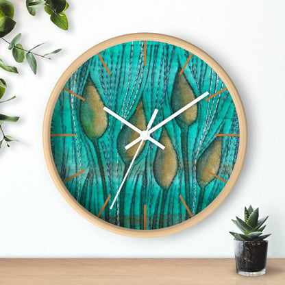 Turquoise Plantscape Wall Clock