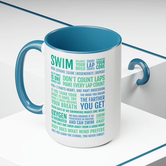 Swimmers Mug Two-Tone Coffee Mugs, 15oz