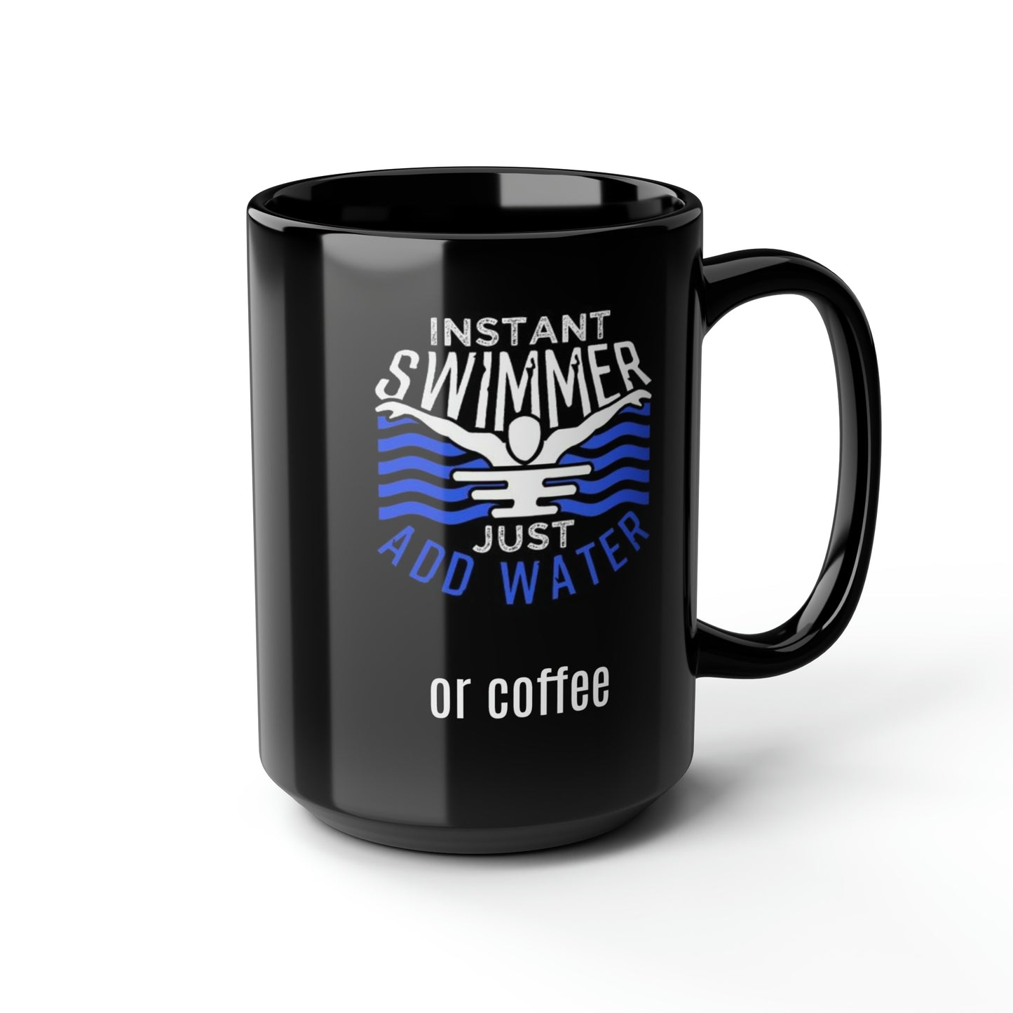 Add water instant swimmer Black Mug, 15oz