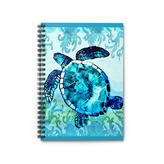 Blue Turtle Journal Spiral Notebook - Ruled Line