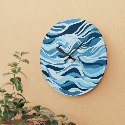 Blue Sea Waves Acrylic Wall Clock