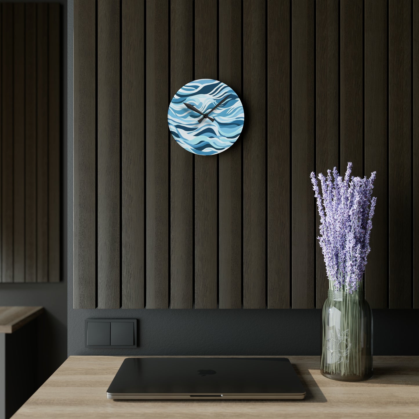 Blue Sea Waves Acrylic Wall Clock