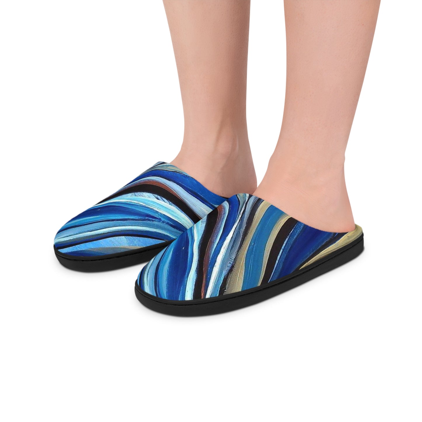 Blue & Beige Abstract Men's Indoor Slippers