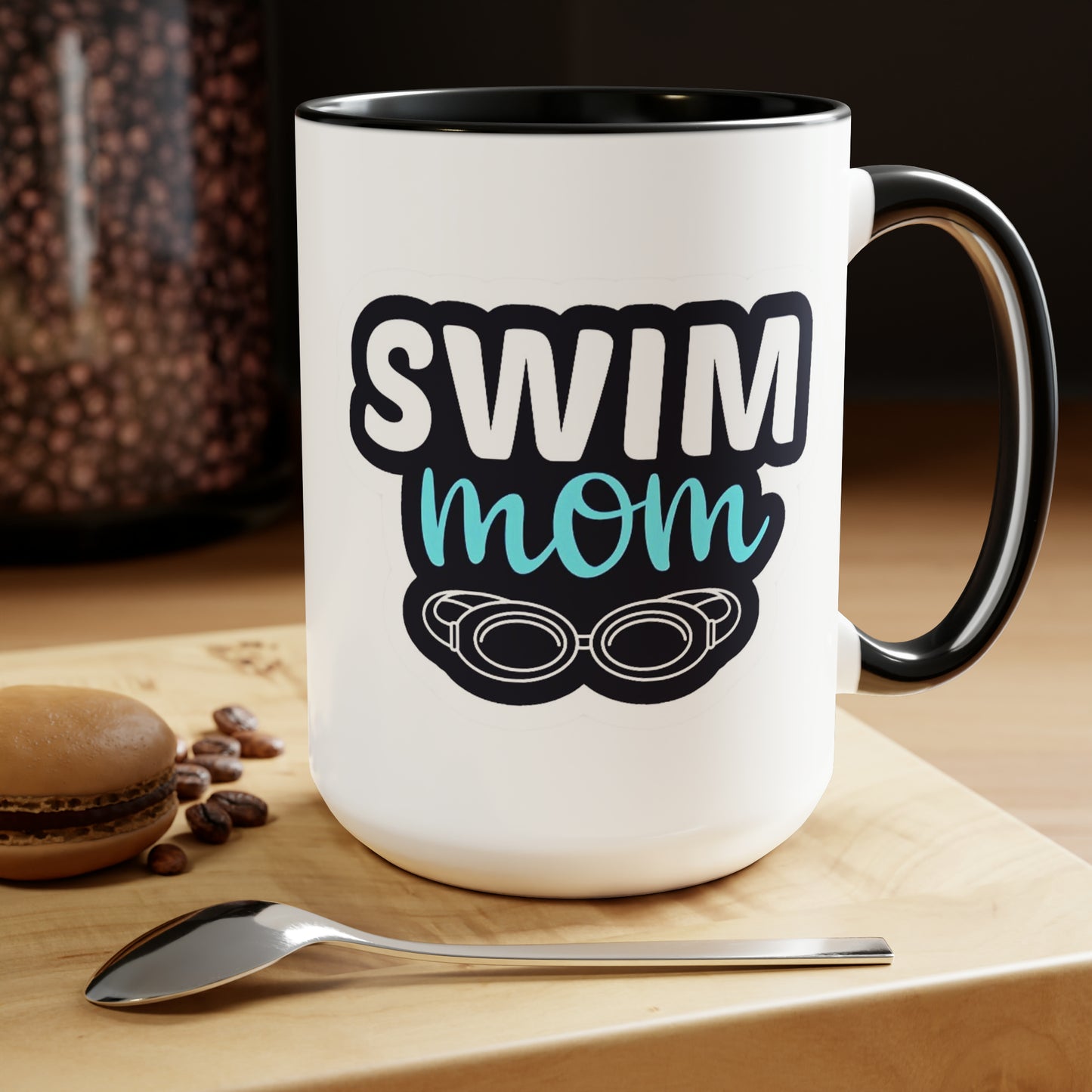 Swim Mom Two-Tone Coffee Mugs, 15oz