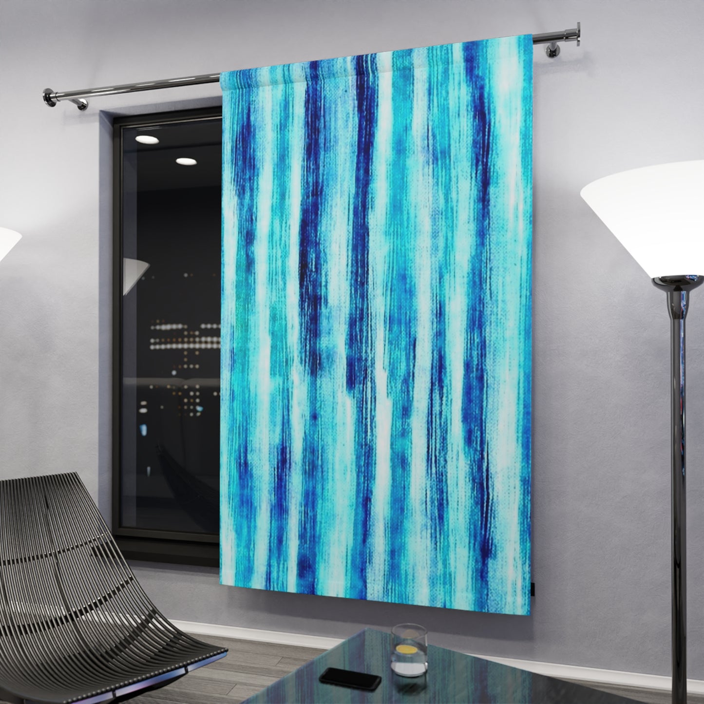 1 Blue Waterfall 50X84 Window Curtains (1 Piece)