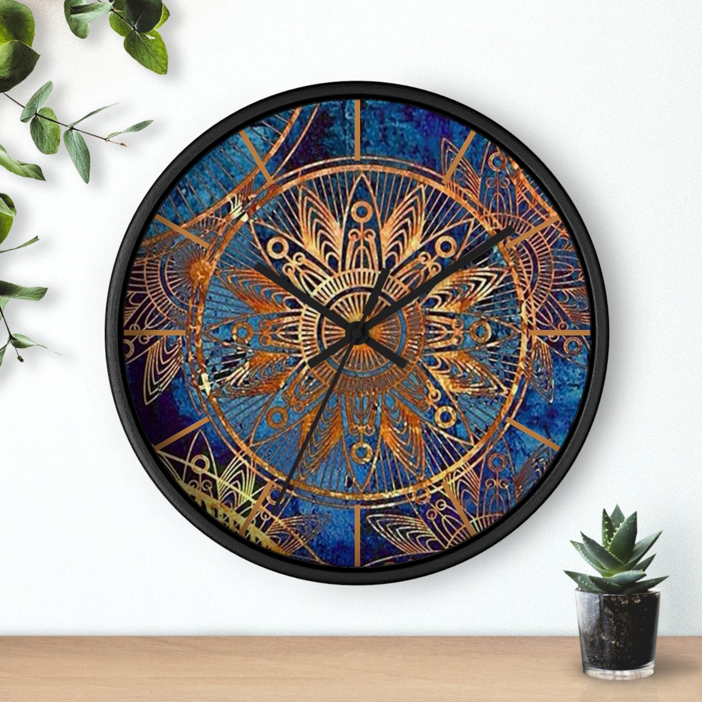 Elegant Blue & Rust Wall Clock