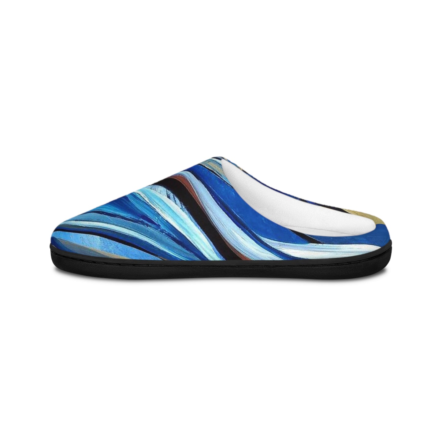 Blue & Beige Abstract Men's Indoor Slippers