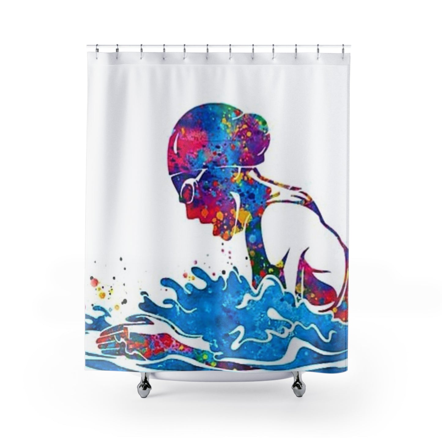 Colorful Swimmer Shower Curtains