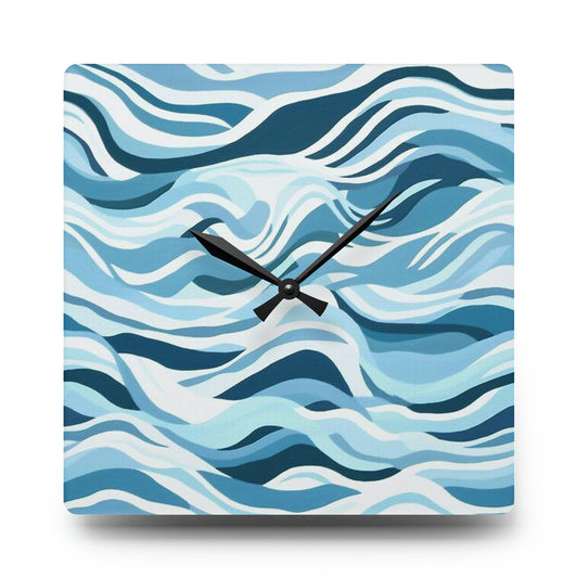 Blue Sea Waves Acrylic Wall Clock