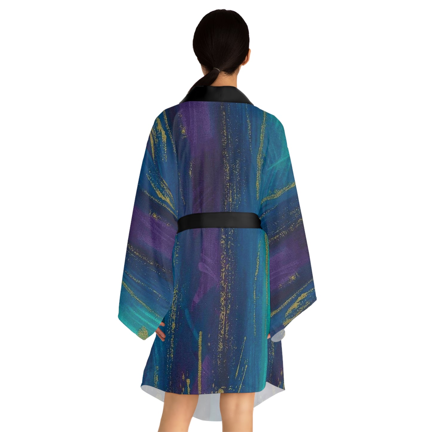 Peacock Inspired Long Sleeve Kimono Robe (AOP)