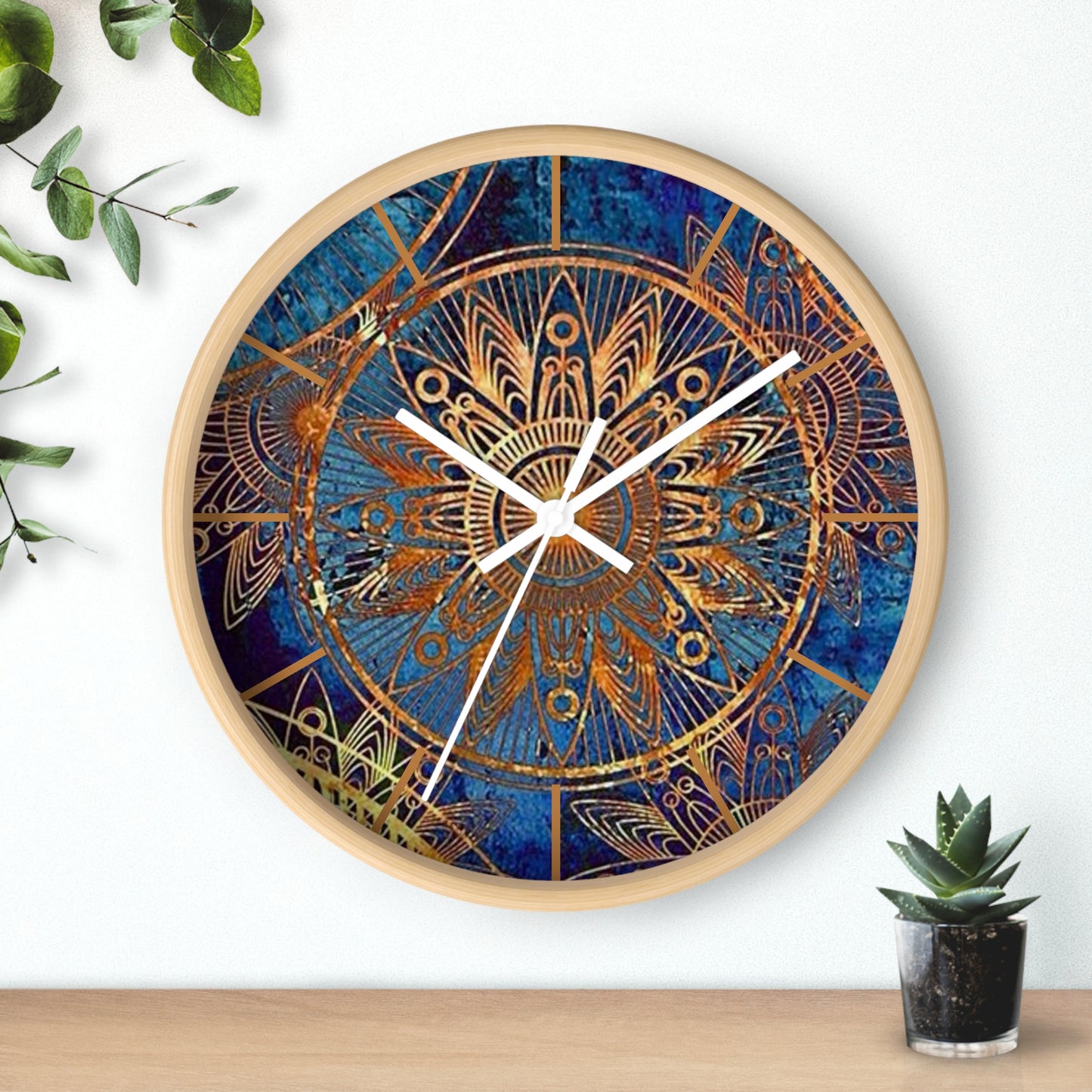 Elegant Blue & Rust Wall Clock