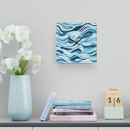 Blue Sea Waves Acrylic Wall Clock