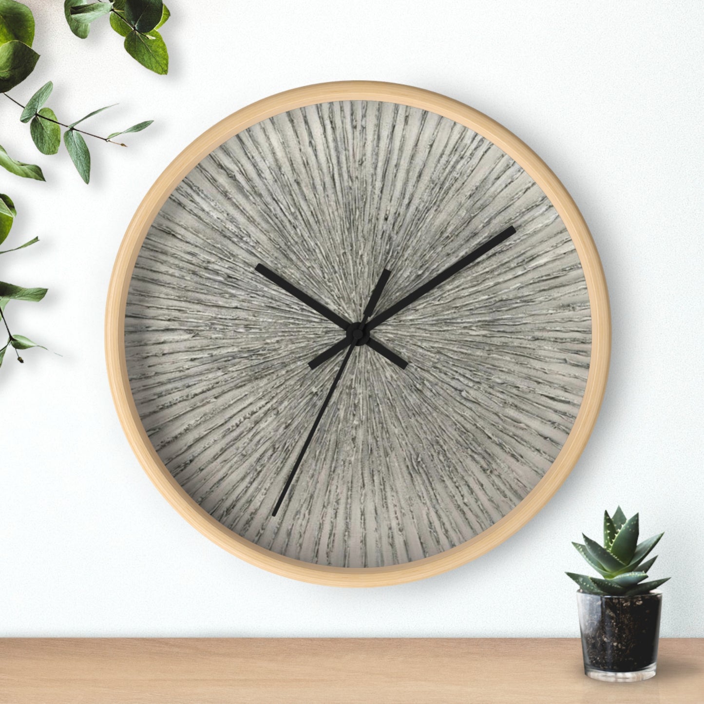 Beige Burst Black Accented Wall Clock