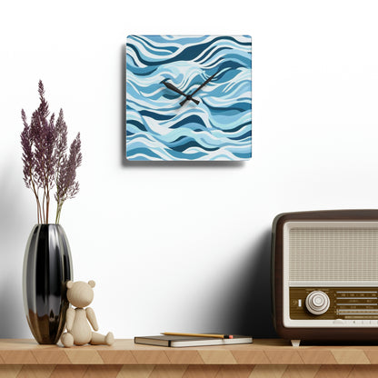 Blue Sea Waves Acrylic Wall Clock