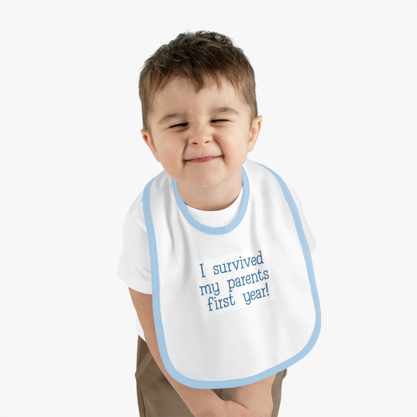 I survived bib: Baby Contrast Trim Jersey Bib