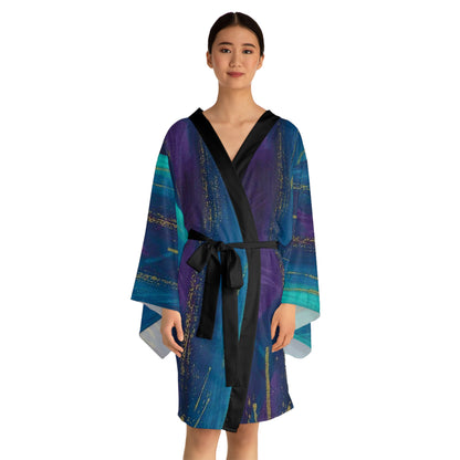 Peacock Inspired Long Sleeve Kimono Robe (AOP)