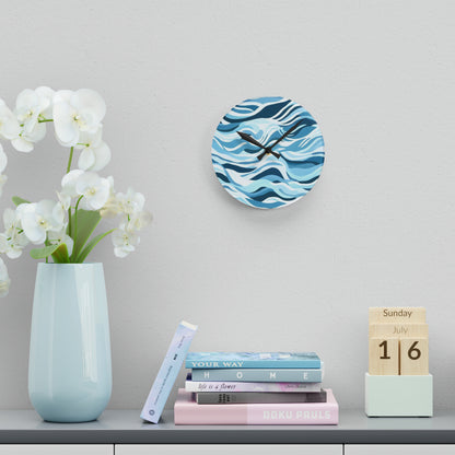 Blue Sea Waves Acrylic Wall Clock