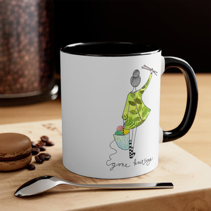 Knitting Lady: Accent Coffee Mug, 11oz