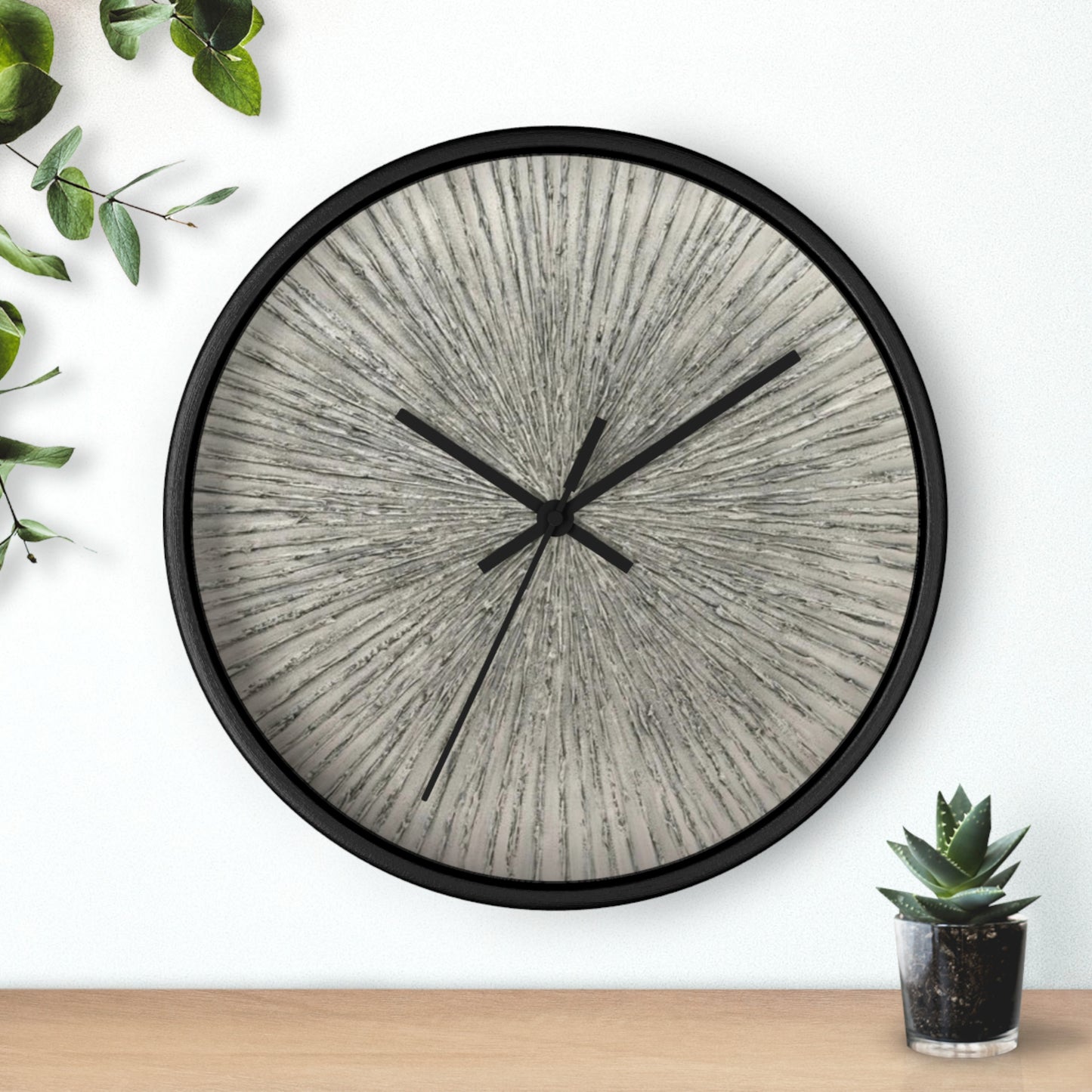 Beige Burst Black Accented Wall Clock