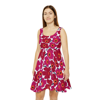 Red Floral: Women's Skater Dress (AOP)