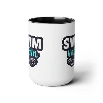 Swim Mom Two-Tone Coffee Mugs, 15oz