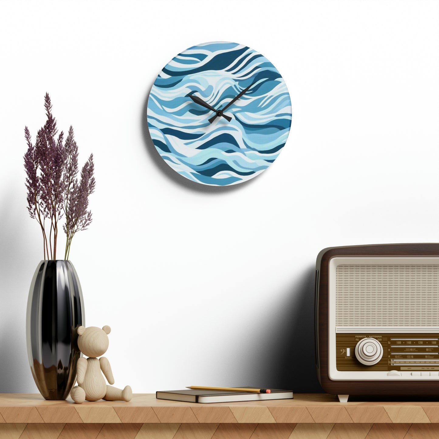 Blue Sea Waves Acrylic Wall Clock