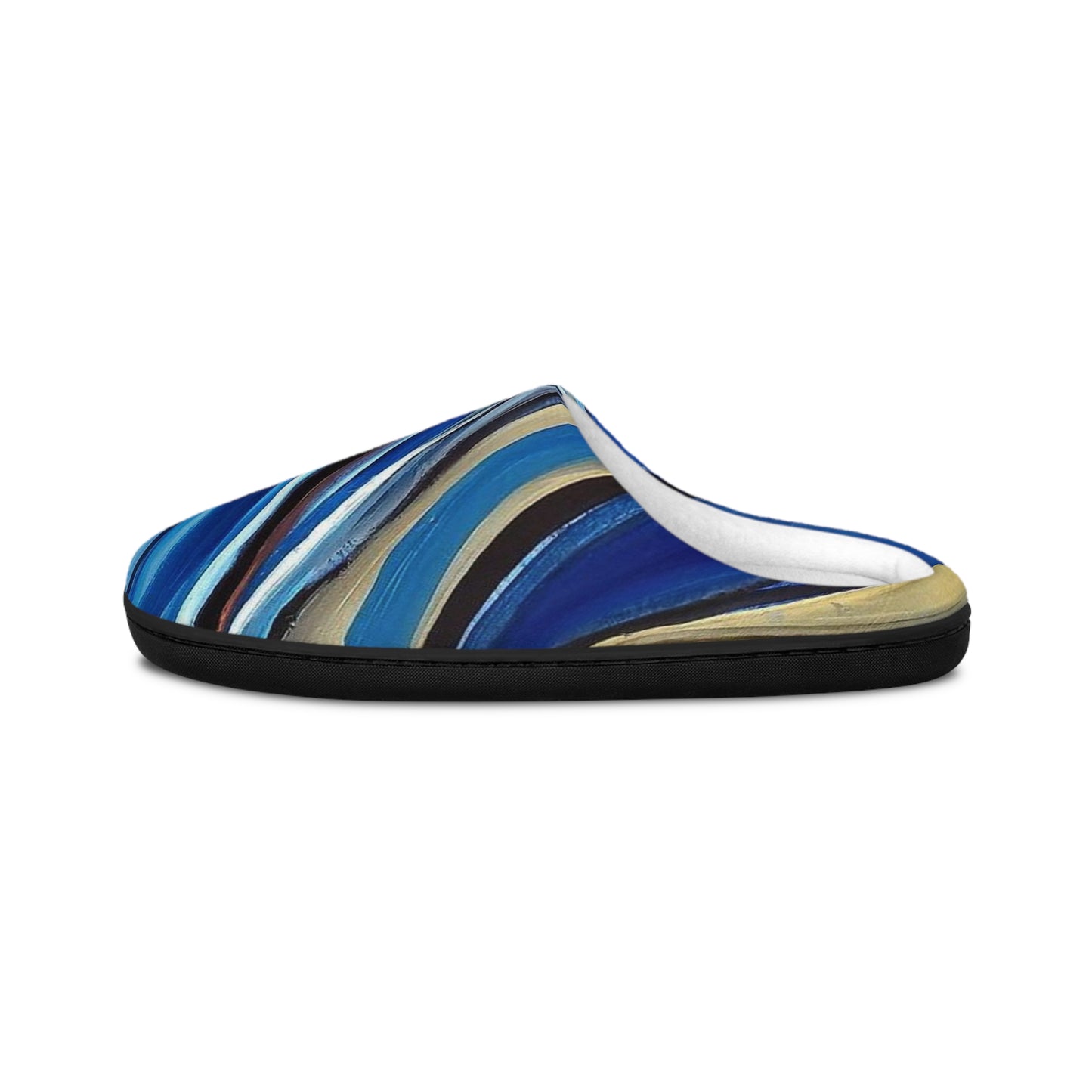 Blue & Beige Abstract Men's Indoor Slippers