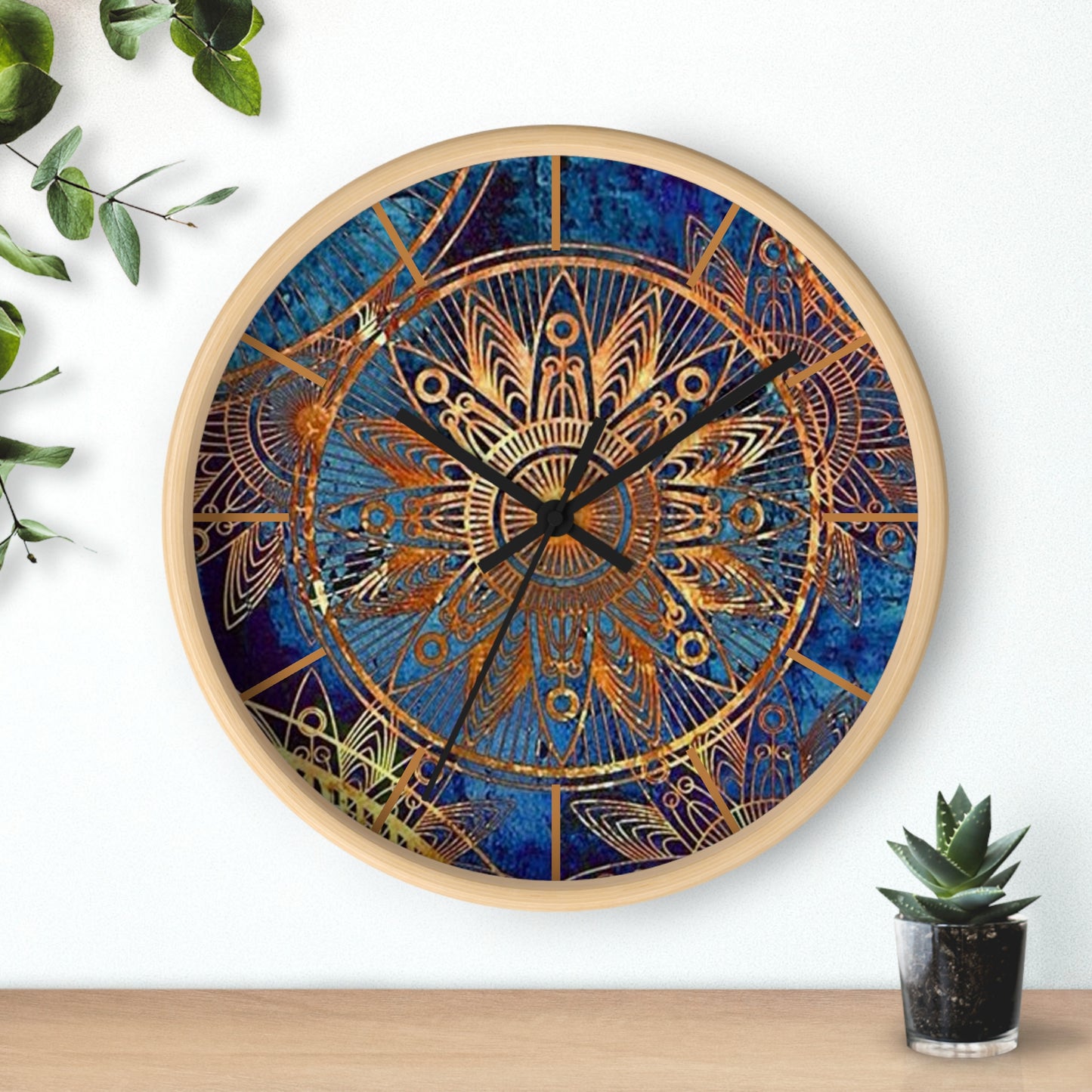 Elegant Blue & Rust Wall Clock