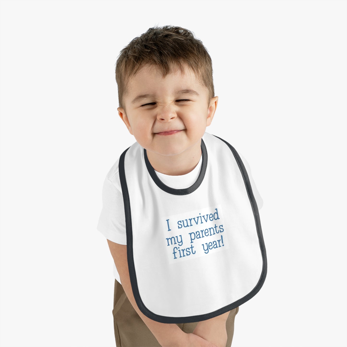 I survived bib: Baby Contrast Trim Jersey Bib