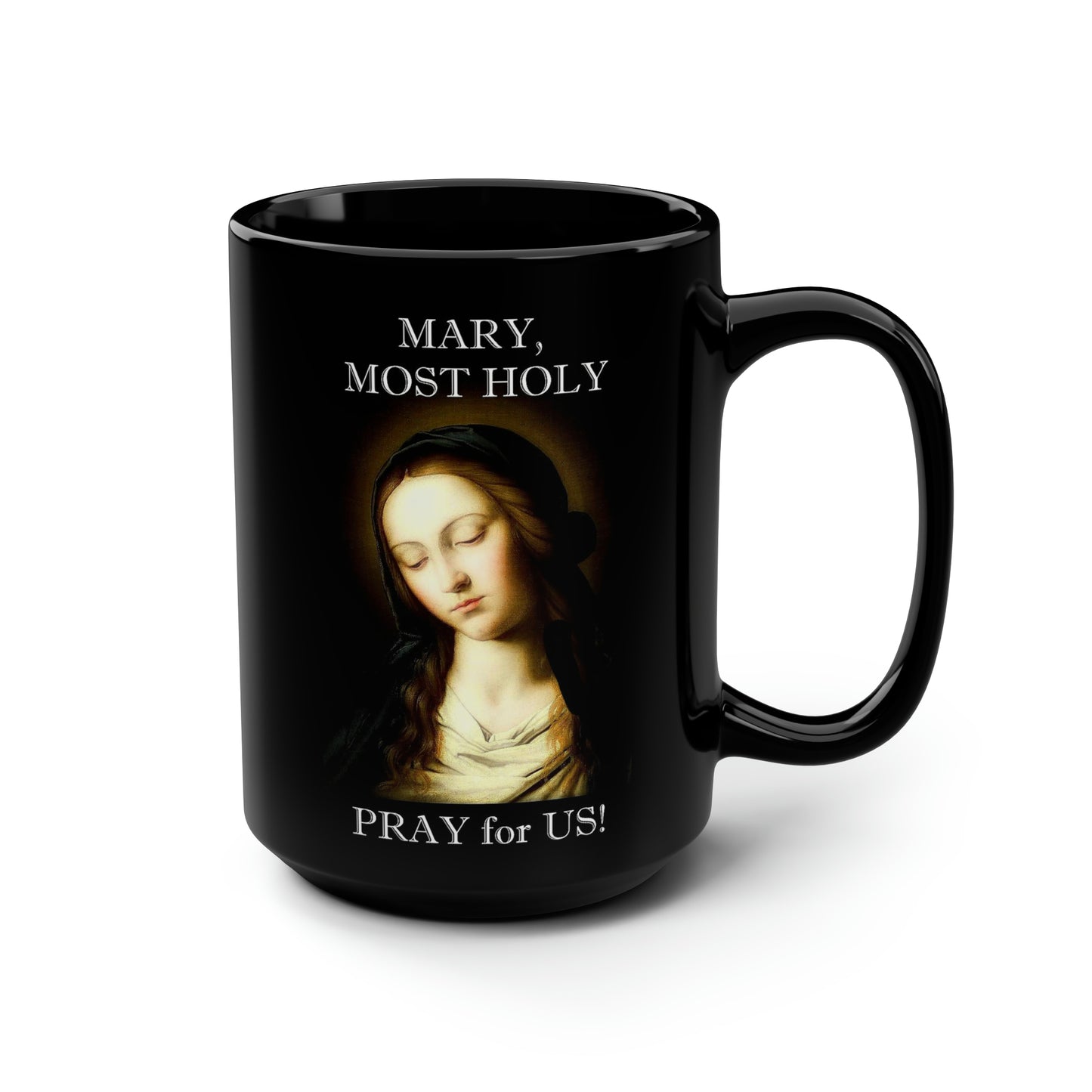 Holy Mary Black Mug, 15oz