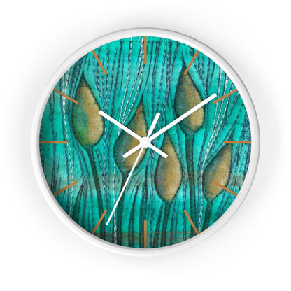 Turquoise Plantscape Wall Clock