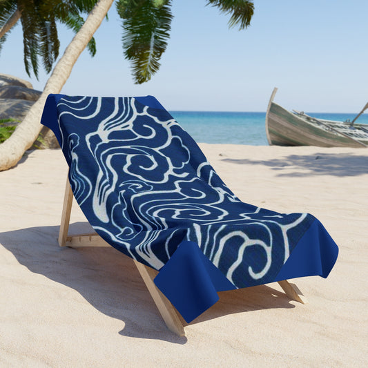 Navy Wave Inspired Beach Towel