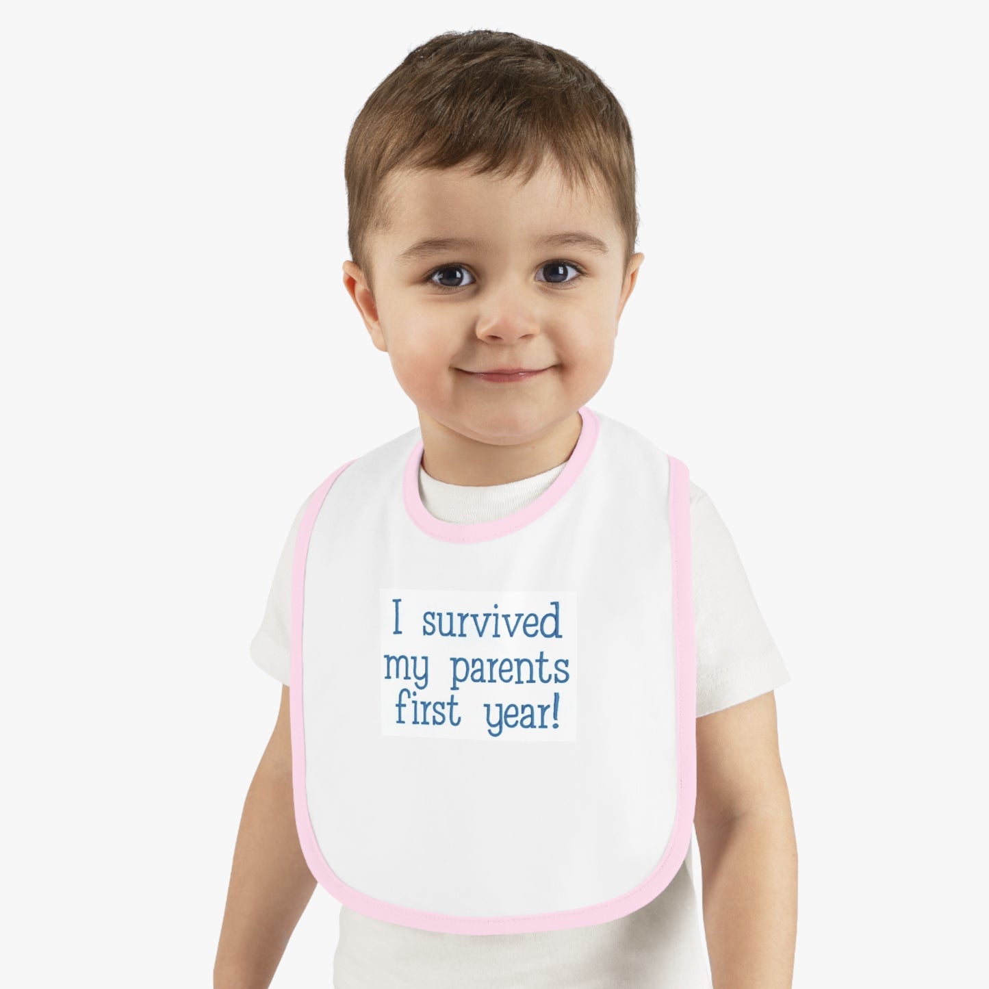 I survived bib: Baby Contrast Trim Jersey Bib