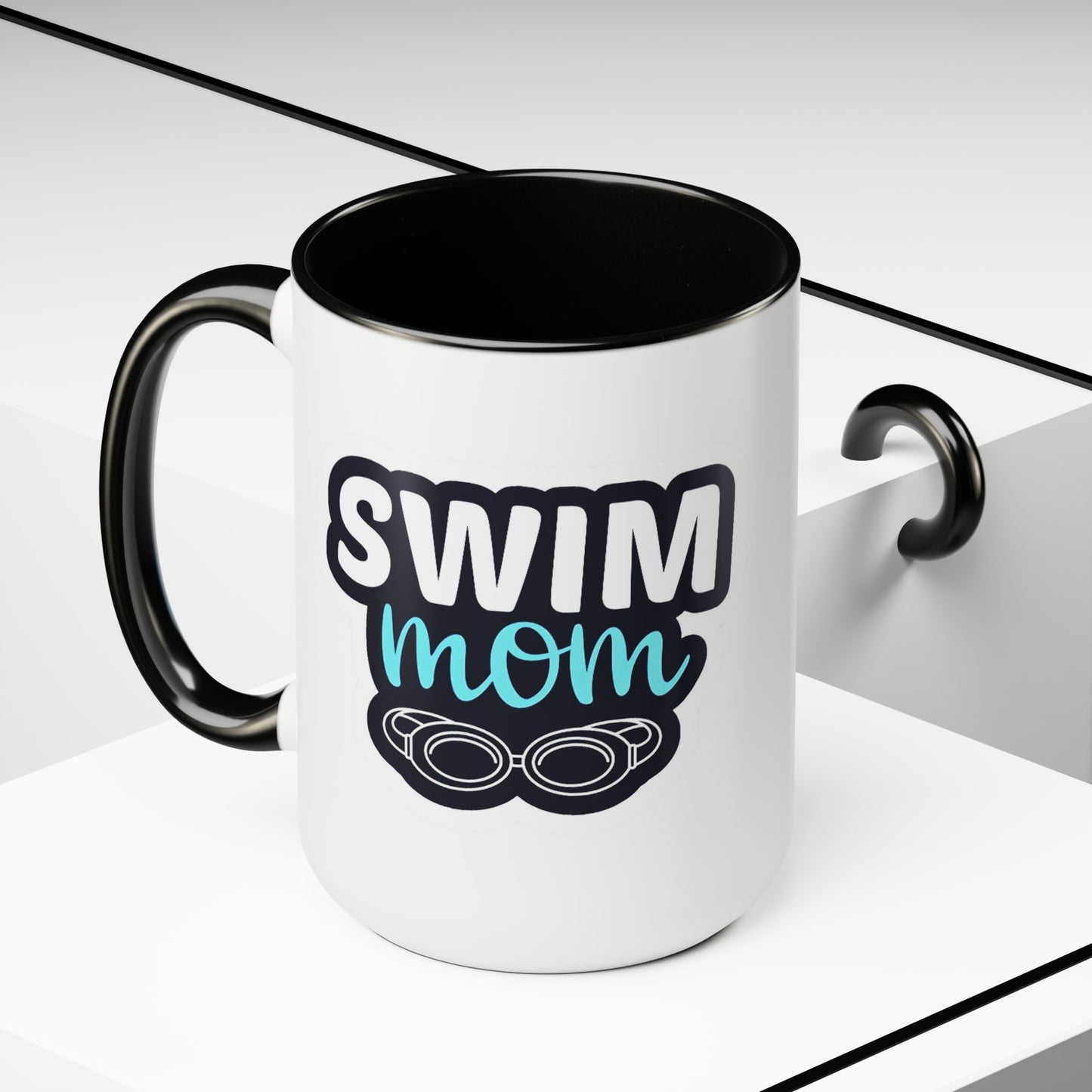 Swim Mom Two-Tone Coffee Mugs, 15oz