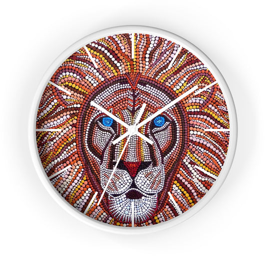 White Red Bubble Lion Wall Clock