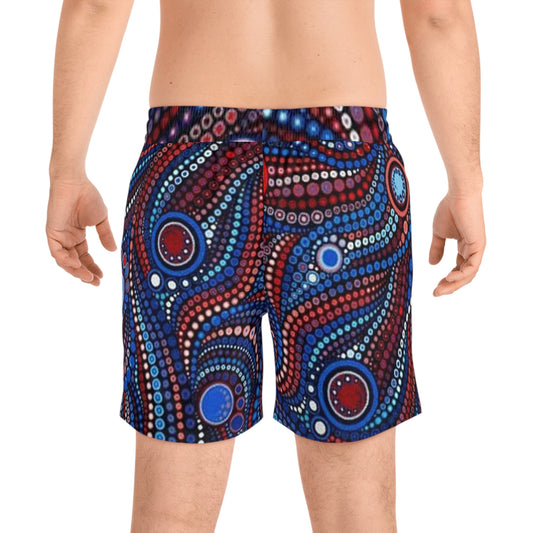 Patriotic Bubbles Men's Mid-Length Swim Shorts (AOP)