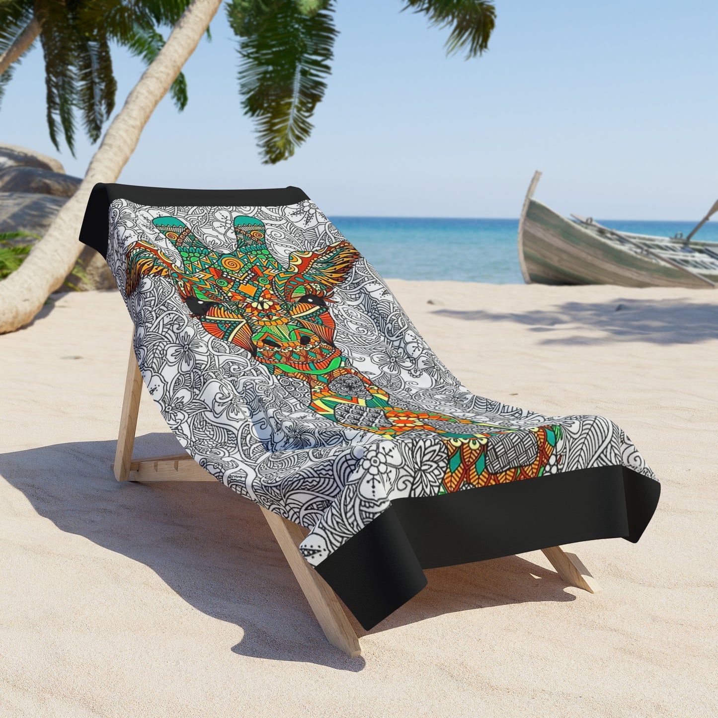 Mosaic Giraffe Beach Towel