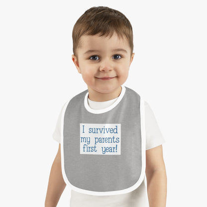 I survived bib: Baby Contrast Trim Jersey Bib