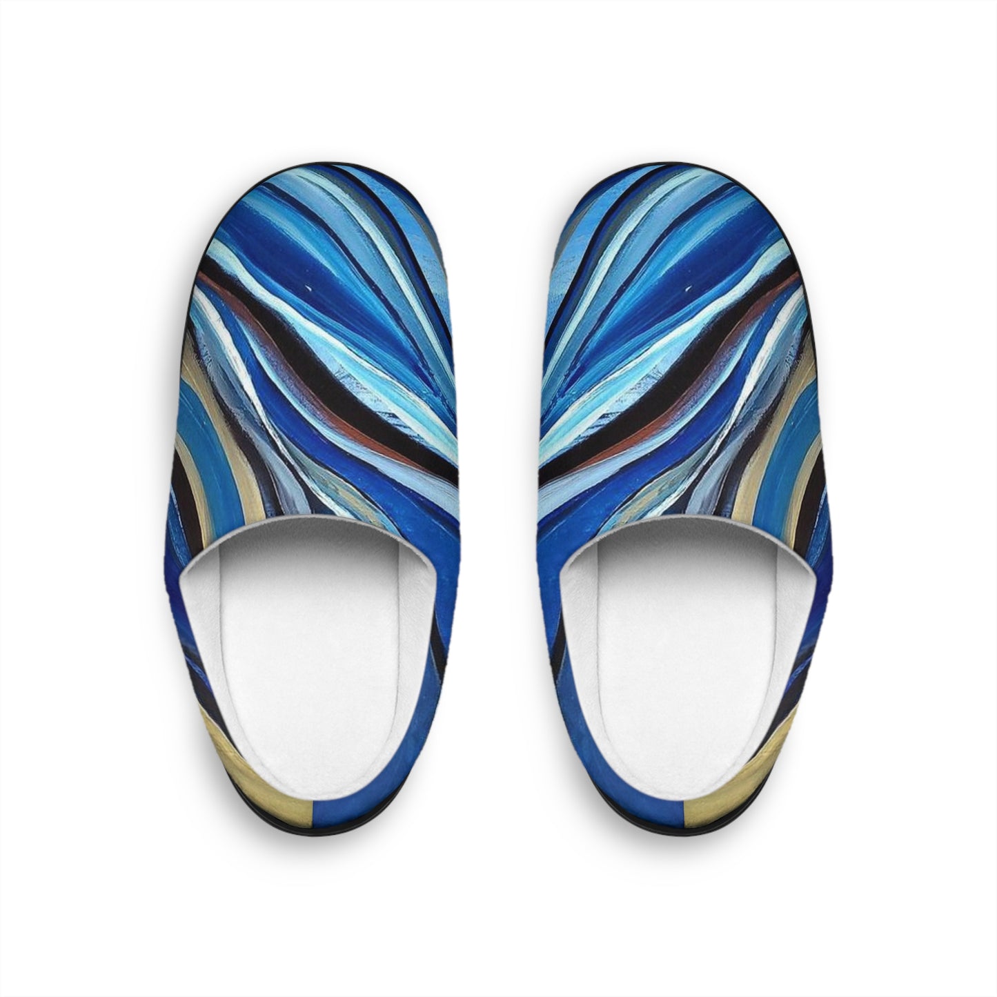 Blue & Beige Abstract Men's Indoor Slippers