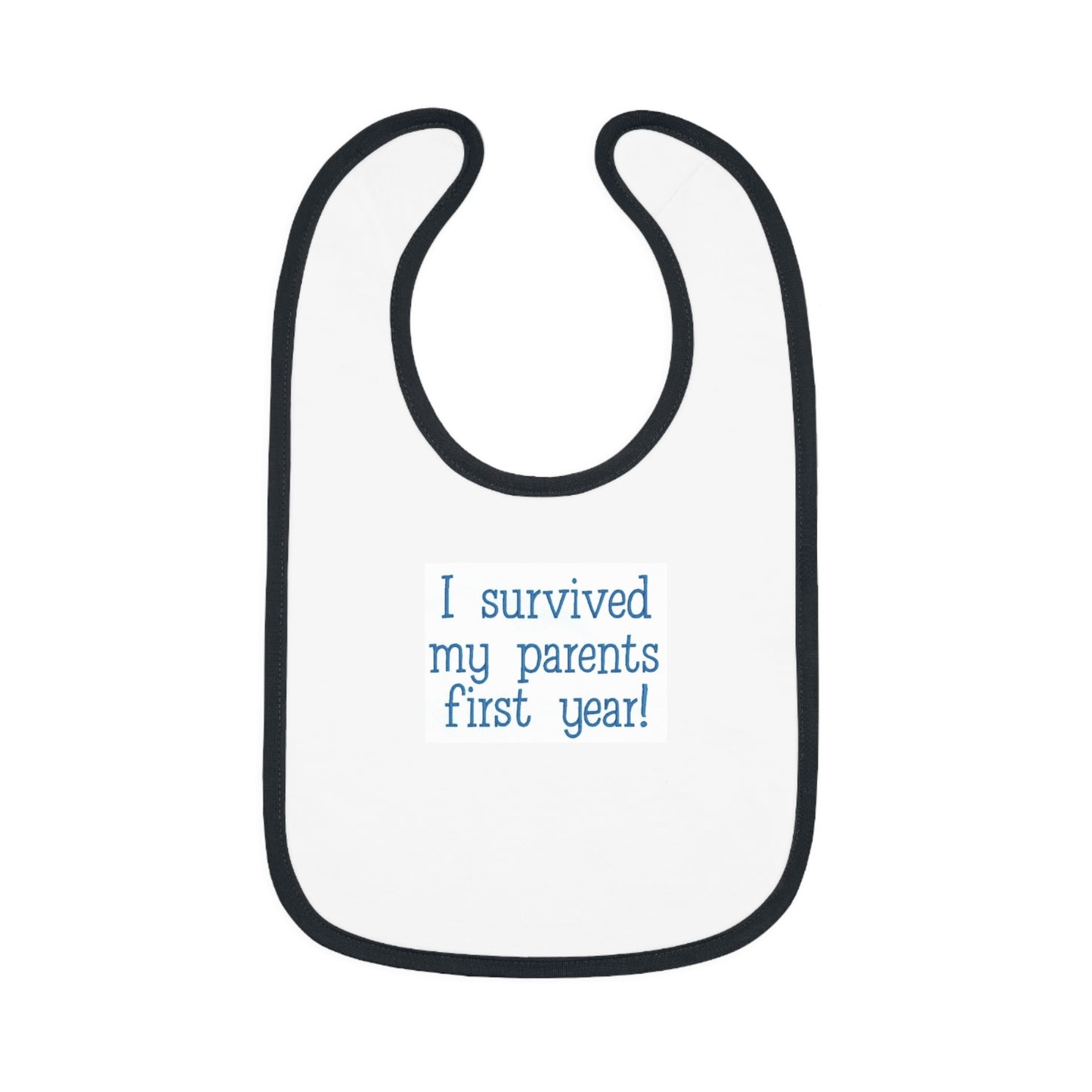 I survived bib: Baby Contrast Trim Jersey Bib