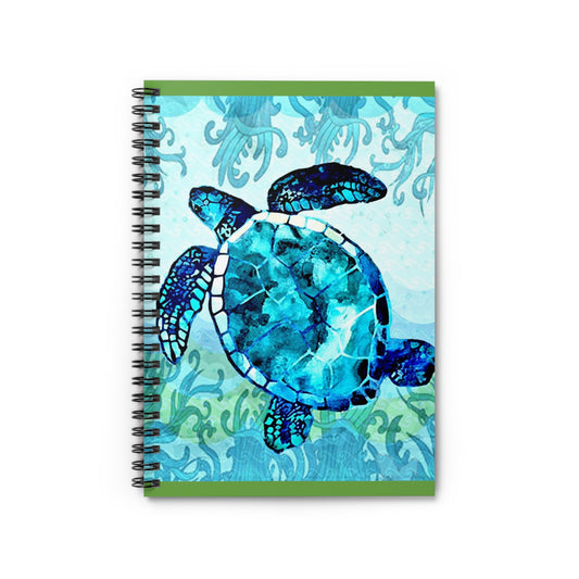 Green & Blue Turtle Journal Spiral Notebook - Ruled Line